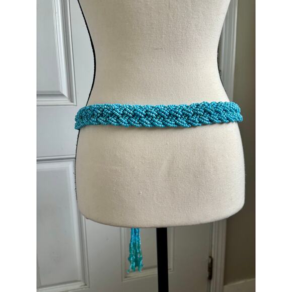 Turquoise seed bead belt with aquamarine beads from Indonesia - Picture 3 of 5